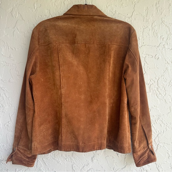 LIVE A LITTLE Jacket Women Medium Suede Leather Western Vintage Boho Country Tan - Picture 4 of 7